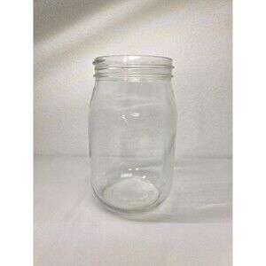 Vintage Empty Glass Mayonnaise Jar Clear Pantry Storage Jar Farmhouse Kitchen
